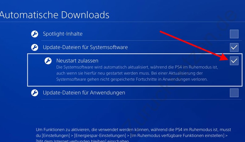 Automatischen Neustart der PlayStation 4 zulassen