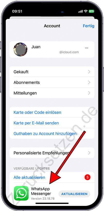 Liste der verfügbaren App Store-Updates