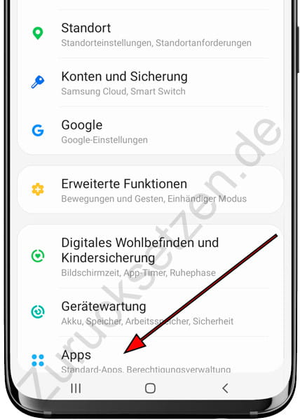 Einstellungen apps Samsung