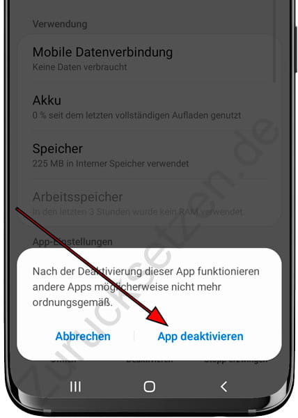 Anwendung deaktivieren Samsung