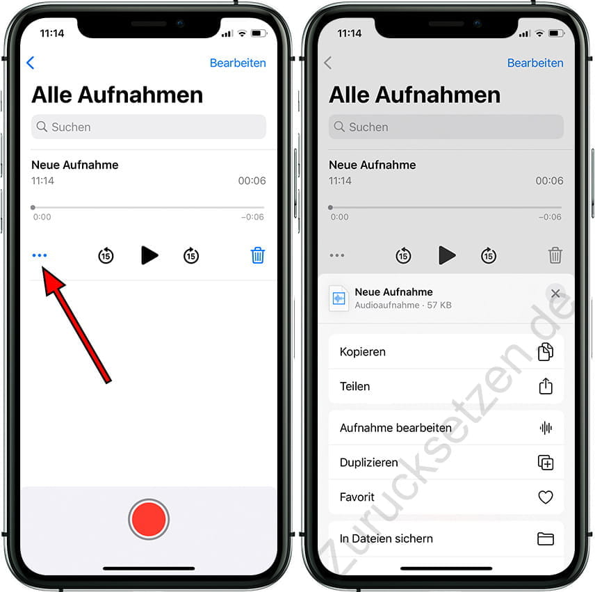 Optionen für die iPhone-Sprachaufzeichnung