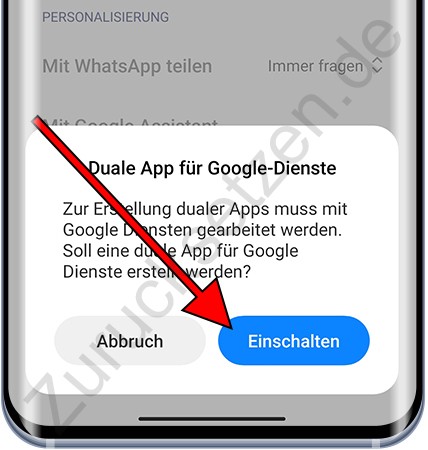 Bestätigung Aktivieren Sie die Doppelanwendung auf Xiaomi