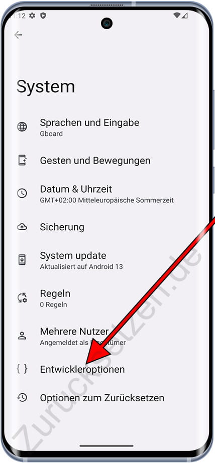 Optionen für Android-Entwickler