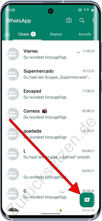 Schaltfläche „Neue WhatsApp-Konversation starten“