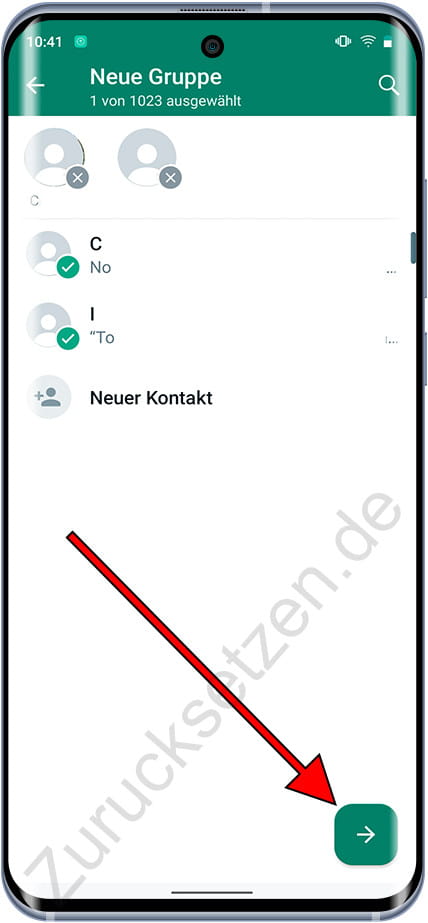 Wählen Sie WhatsApp-Gruppenkontakte aus