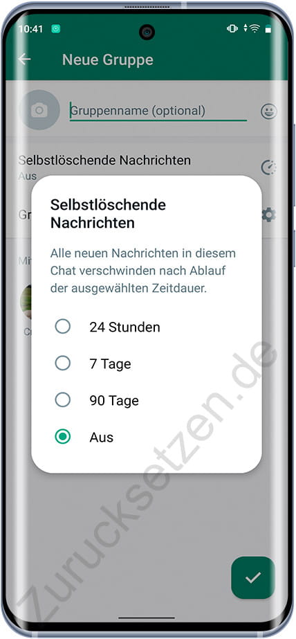 Konfigurieren Sie temporäre WhatsApp-Nachrichten