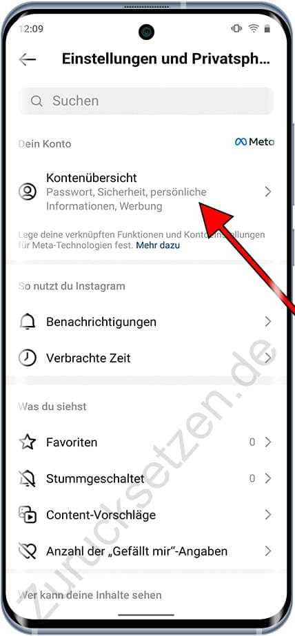 Instagram Kontenübersicht