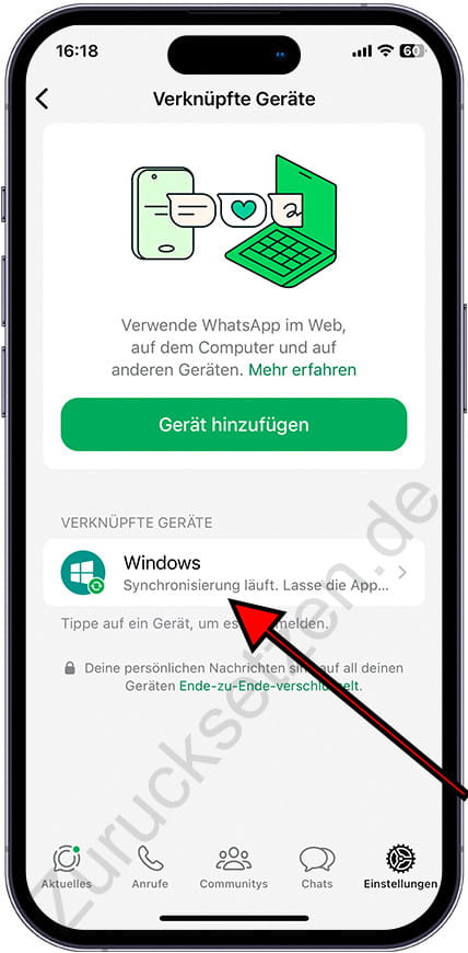 Gerät auf WhatsApp verlinkt