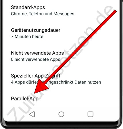 Einstellungen der Android-Parallel-App