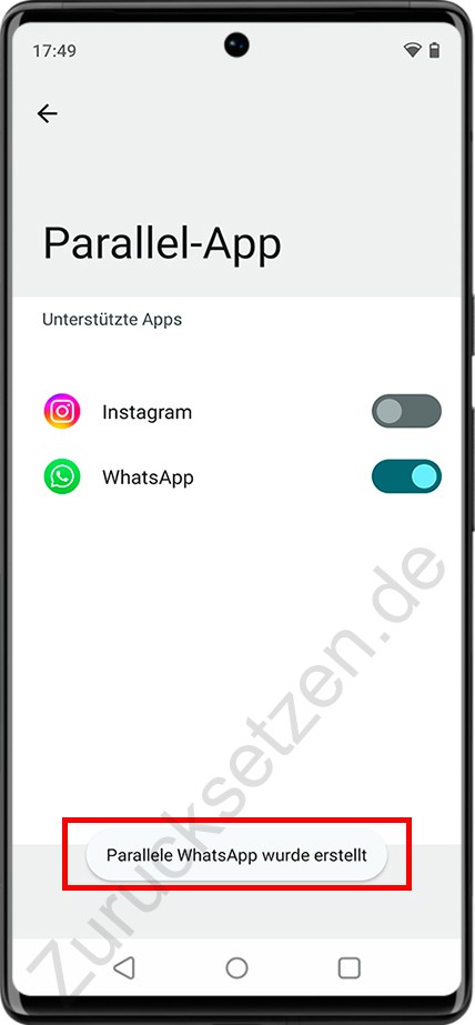 Parallel-App wurde erstellt