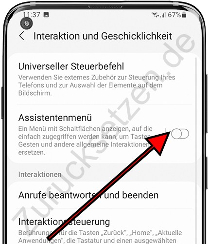 Aktivieren Sie das assistentenmenü Samsung Galaxy