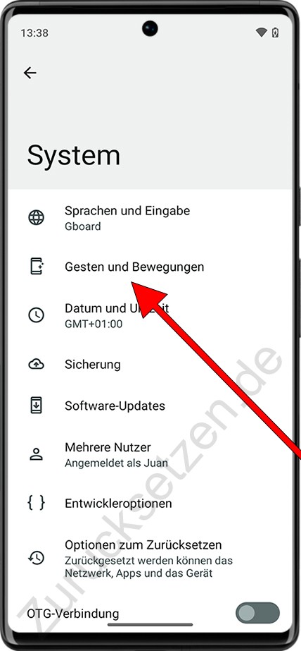 Android-Gestensteuerungseinstellungen