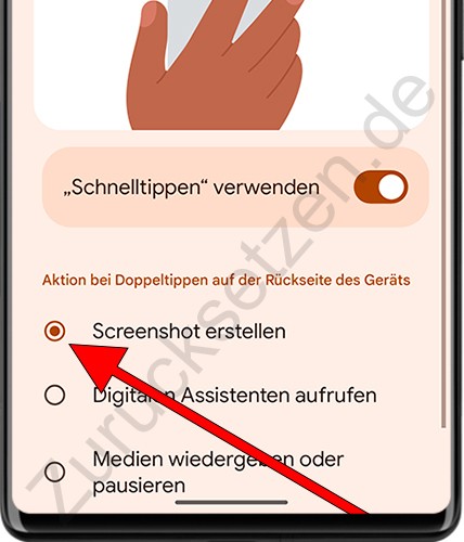 Schnellberührung für Screenshot verwenden