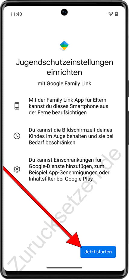 Starten Sie die Konfiguration der Kindersicherung auf Androi