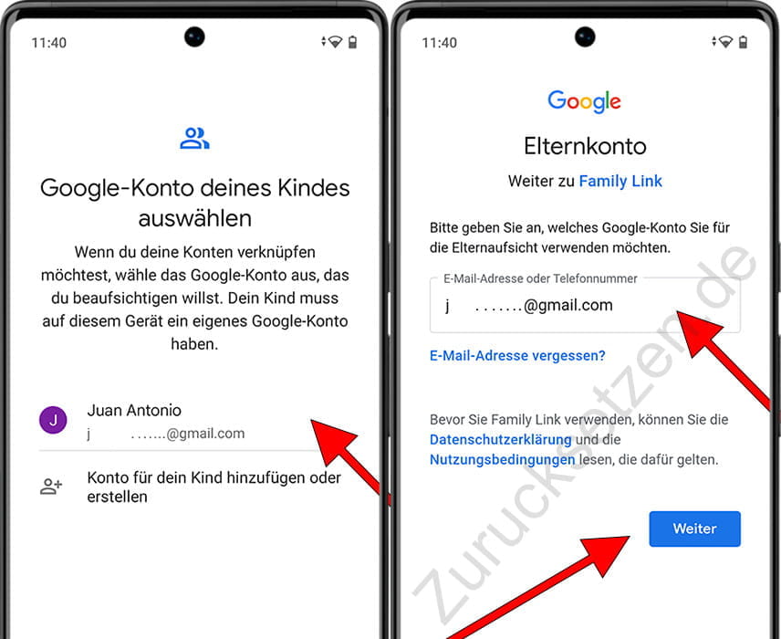 Google-Konto in der Android-Kindersicherung