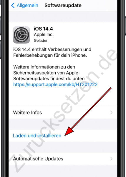 Laden und installieren Update iPhone