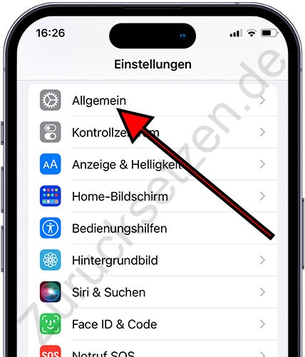 Allgemeine Einstellungen iPhone