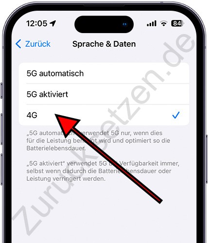 Deaktivieren Sie 5g auf dem iPhone