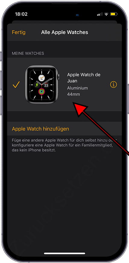 Wählen Sie Apple Watch