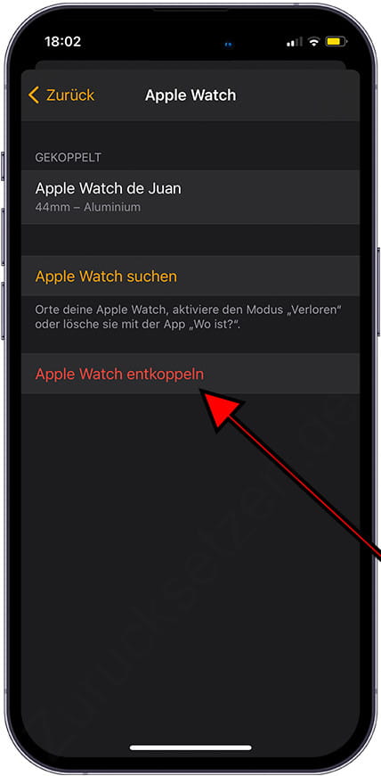 Apple Watch entkoppeln