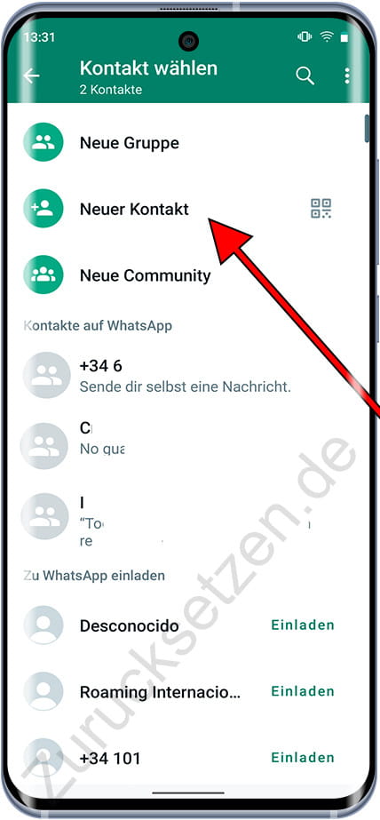 Neuer WhatsApp-Kontakt