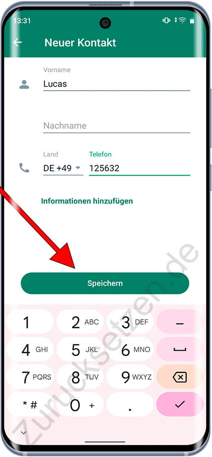 WhatsApp-Kontakt speichern