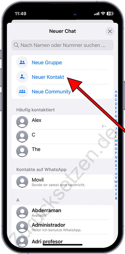 Neuer WhatsApp-iPhone-Kontakt