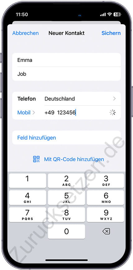 Erstellen Sie einen WhatsApp-iPhone-Kontakt