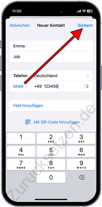 WhatsApp-iPhone-Kontakt speichern