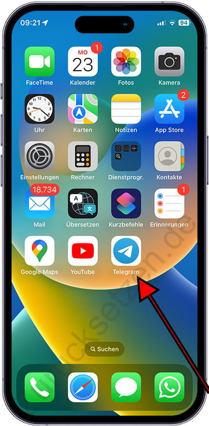 Telegram-Symbol auf dem iPhone