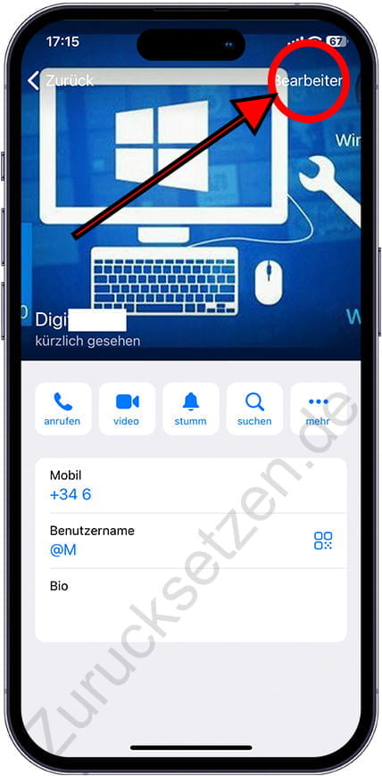 Registerkarte „Kontakt“ auf dem iPhone