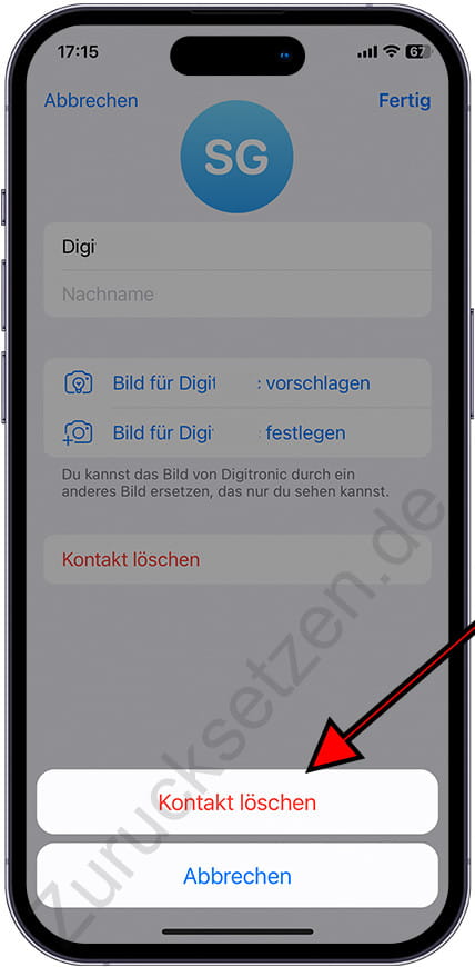 Telegram-Kontakt auf dem iPhone löschen