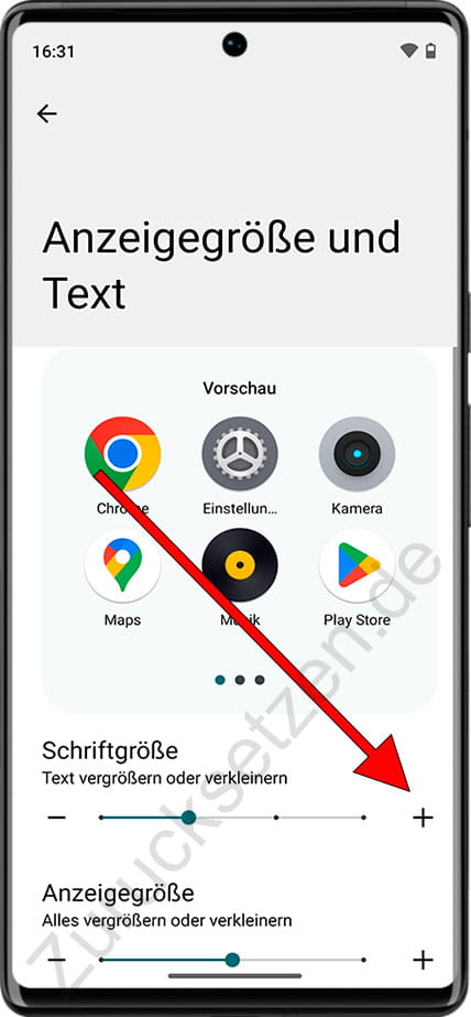 Ändern Sie die Textgröße auf Android