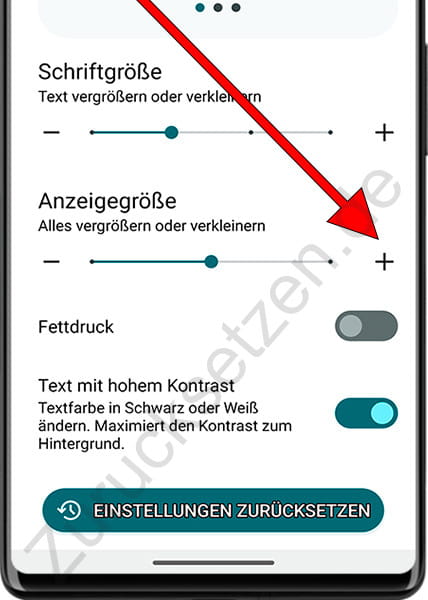 Ändern Sie die Anzeigegröße auf Android