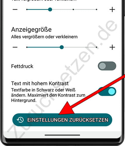 Setzen Sie die Textgrößeneinstellungen auf Android zurück