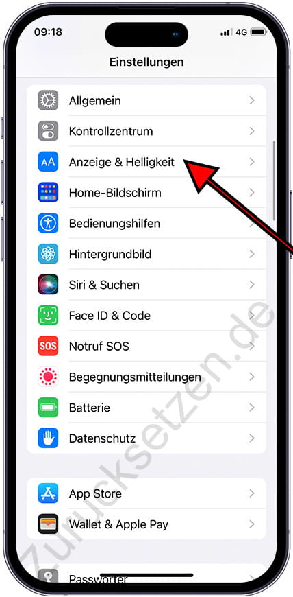 iPhone-Bildschirm und Helligkeit