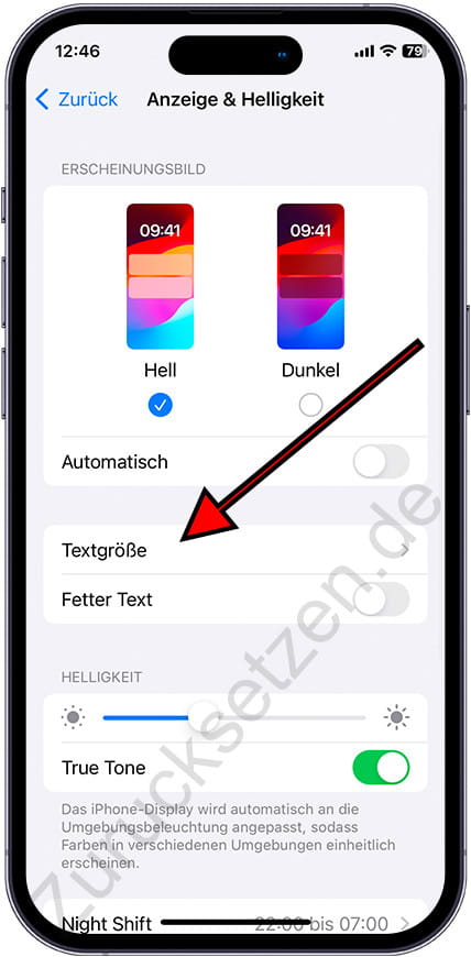 iPhone-Textgröße