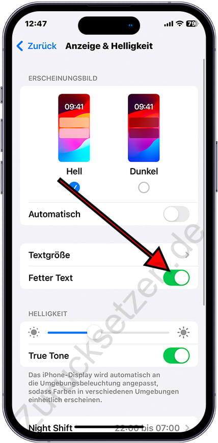 iPhone-Fetttext