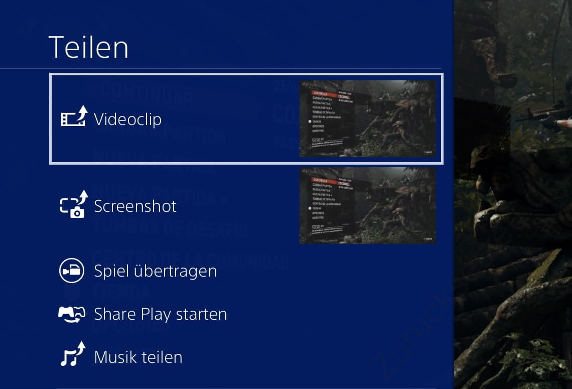 Teilen-Bildschirm auf PS4