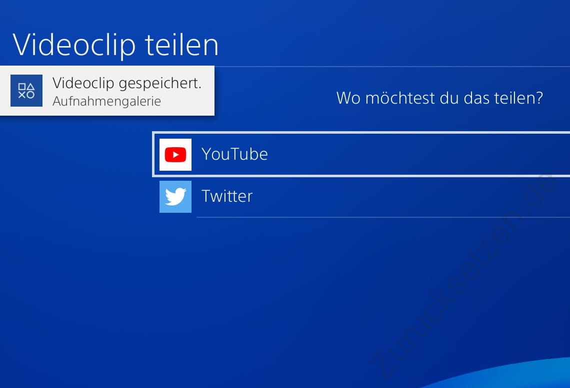 Optionen zum Teilen von PS4-Videoclips