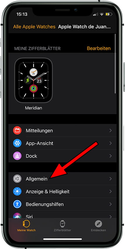 Allgemeine Einstellungen Apple Watch