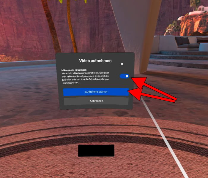 Nachricht Aufnahme starten Oculus