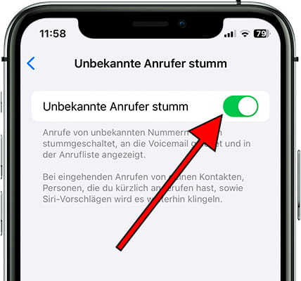 Aktivieren Unbekannte Anrufer stumm iPhone