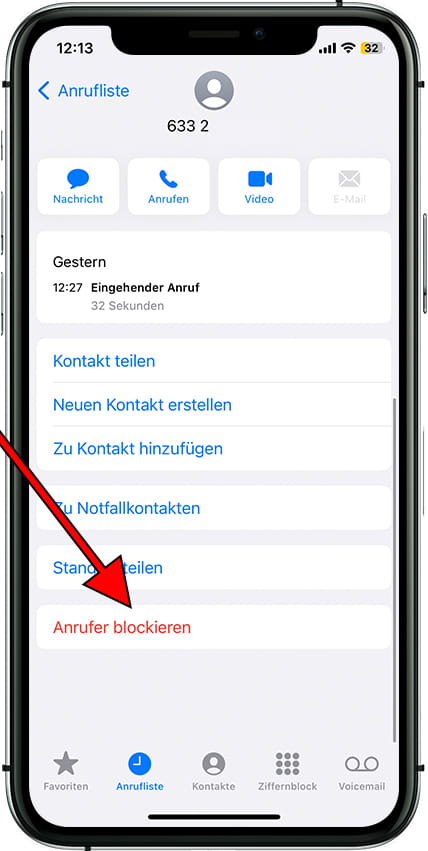 Blockieren Sie diesen Kontakt iOS