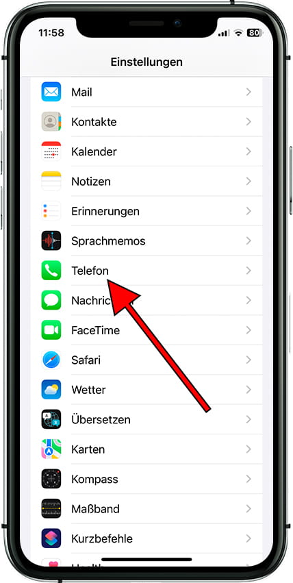 Telefoneinstellungen iPhone