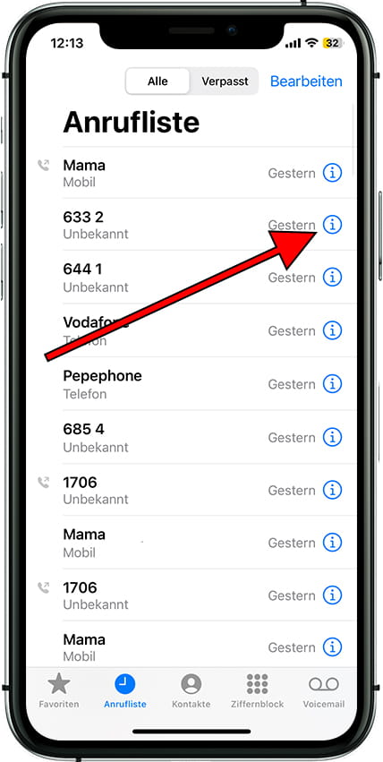 Informationen zur Telefonnummer iOS