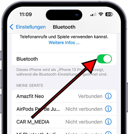 Aktiviere Bluetooth auf dem iPhone