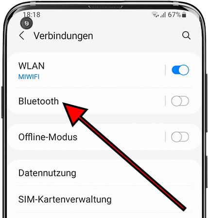 Einstellungen / Bluetooth-Verbindungen auf Samsung Galaxy