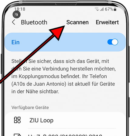 Suchen Sie nach Bluetooth-Geräten auf Samsung Galaxy