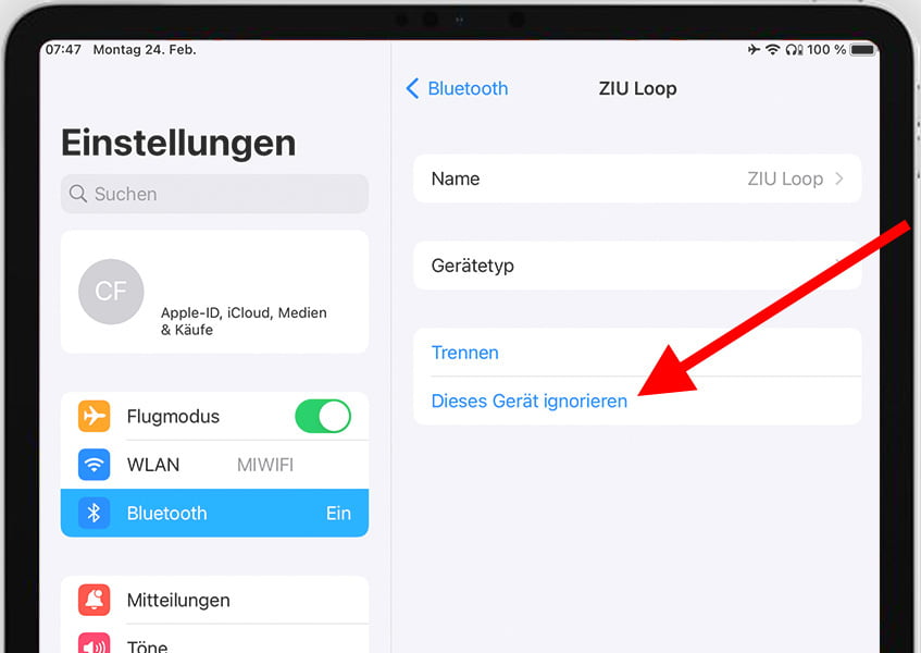 Bluetooth-Gerät auf dem iPhone ignorieren